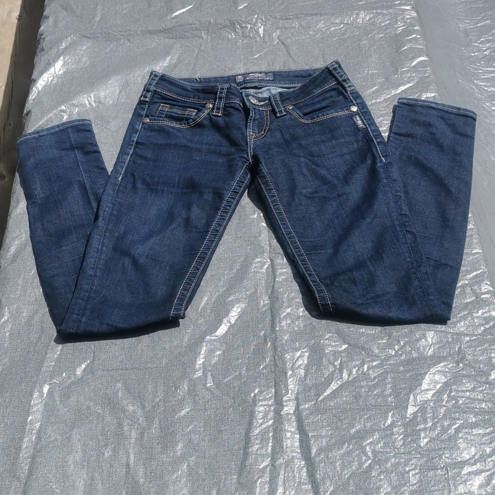 Size 25 x 31 Silver Aiko Skinny blue jeans denim 5 pockets